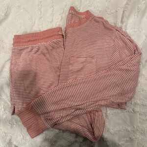 Stars above pink and white striped pajama set small
